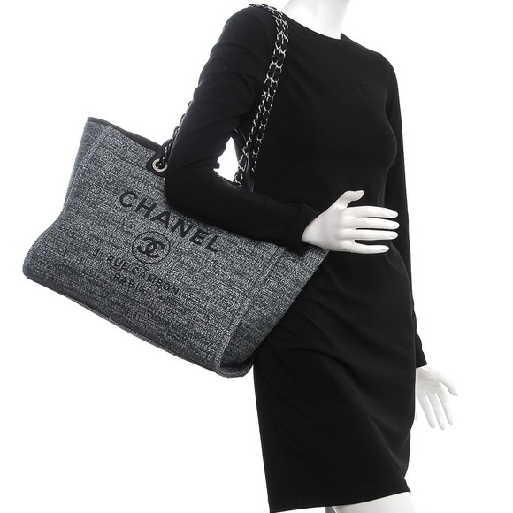 Chanel Canvas Large Deauville Charcoal Tote - Picture 2 of 16